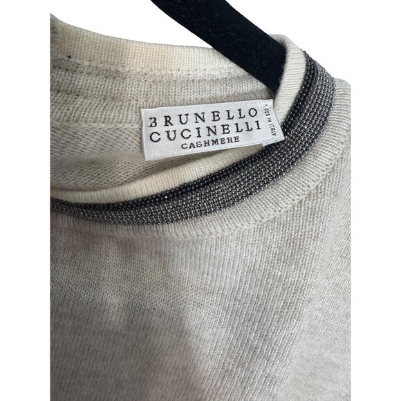 Brunello Cucinelli Brass Insert Soft 100% Cashmere Cream Sweater-sz Small - Picture 6 of 16